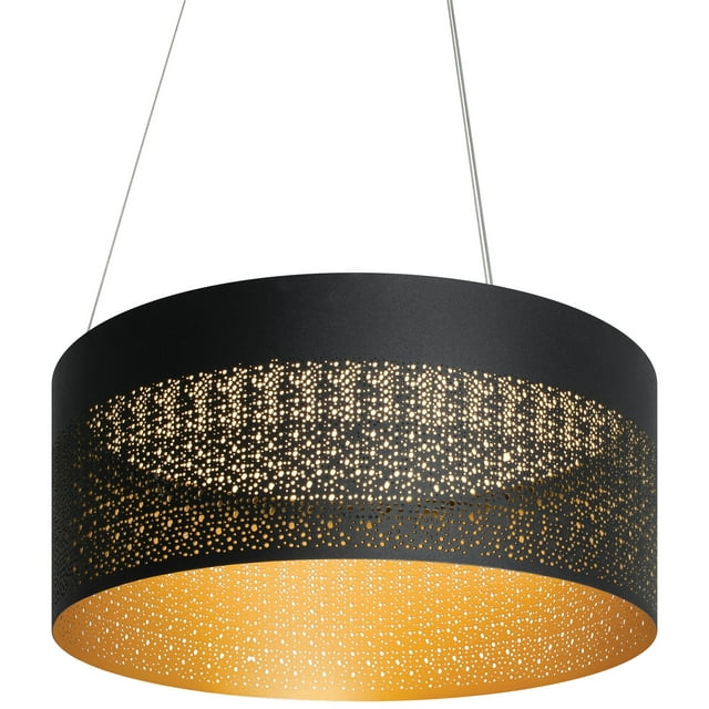 AFX Ash 20" Wide Black and Gold LED Drum Pendant Light