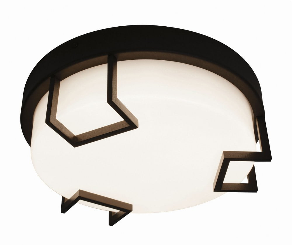 AFX Beaumont 12-inch Textured Bronze LED Outdoor Flush Mount, White Acrylic Shade
