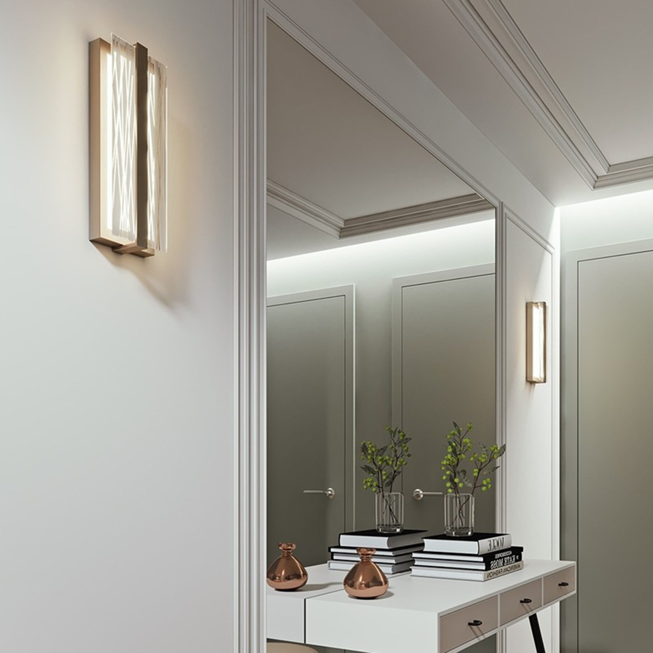 AFX Gallery 14-inch Satin Nickel LED Wall Sconce, Clear Shade