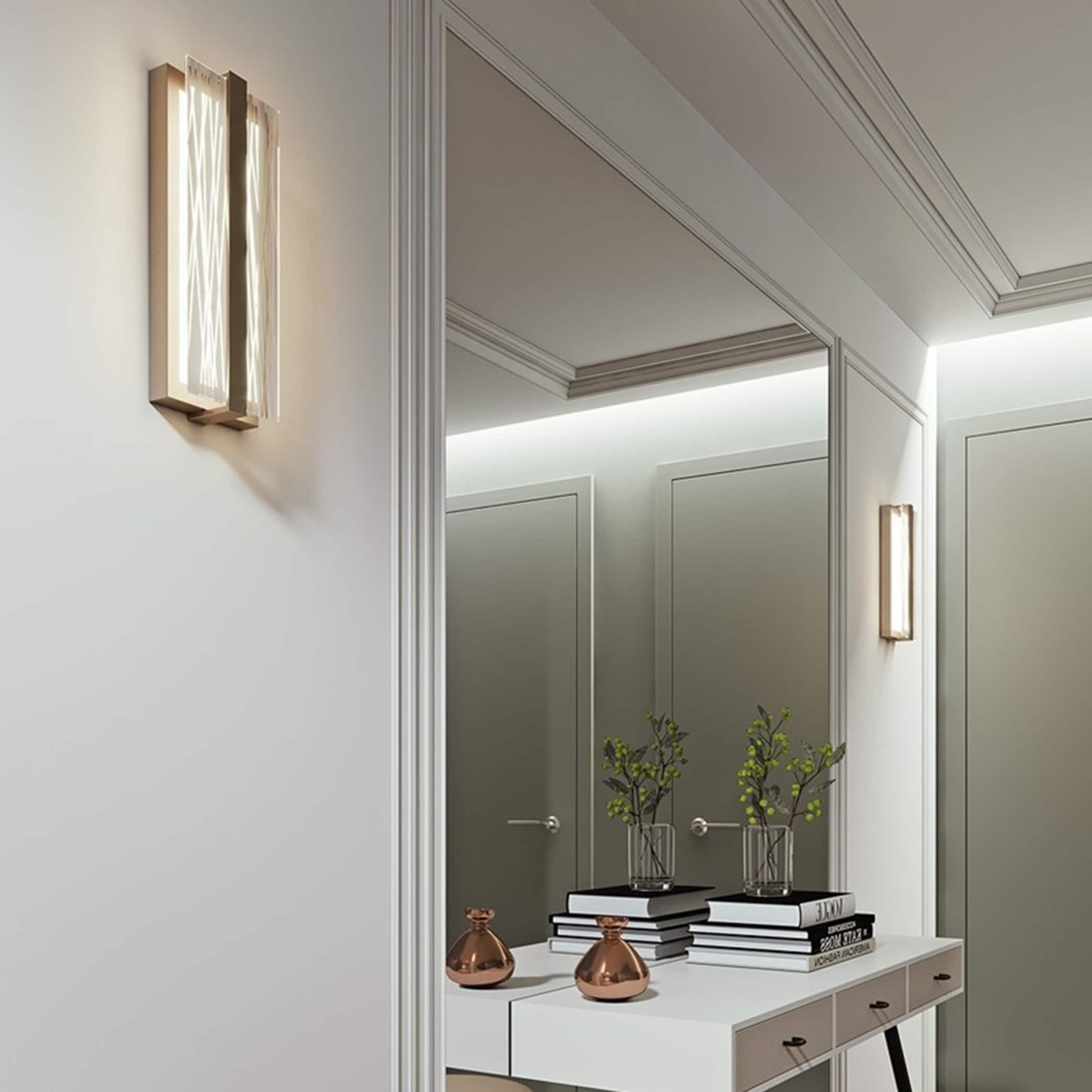 AFX Gallery 14-inch Satin Nickel LED Wall Sconce, Clear Shade
