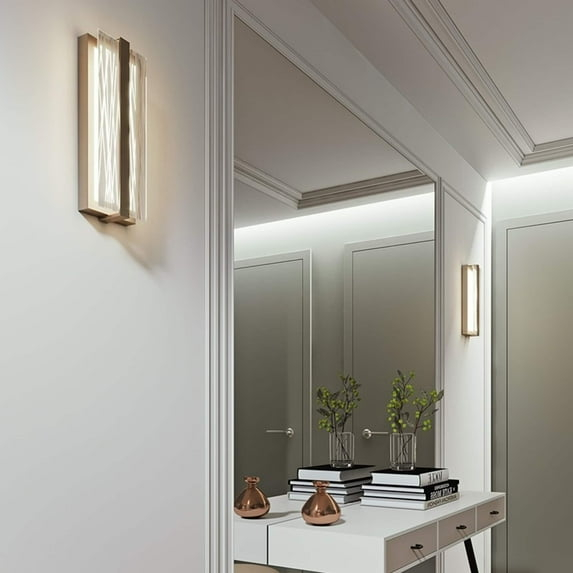 AFX Gallery 14-inch Satin Nickel LED Wall Sconce, Clear Shade
