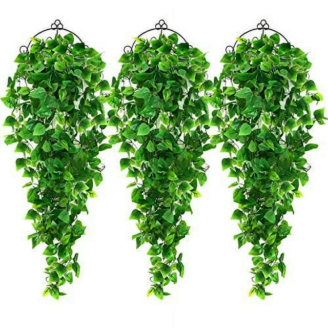 Miayilima Hangs Decoration indoor Artificial Plants 3PCS Hanging Baskets) Outdoor for Wall (No Home Decor Green