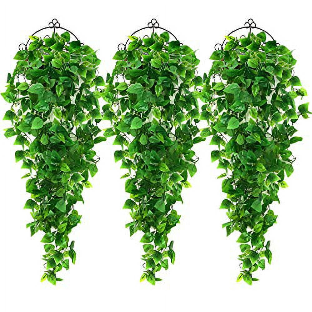 Miayilima Hangs Decoration indoor Artificial Plants 3PCS Hanging Baskets) Outdoor for Wall (No Home Decor Green