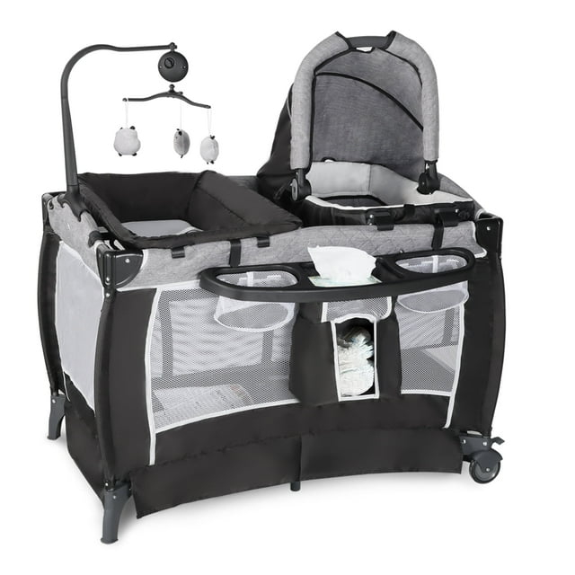 AILEEKISS Portable Nursery Center Playard,  Foldable Baby Bassinet Crib for Toddlers, Unisex