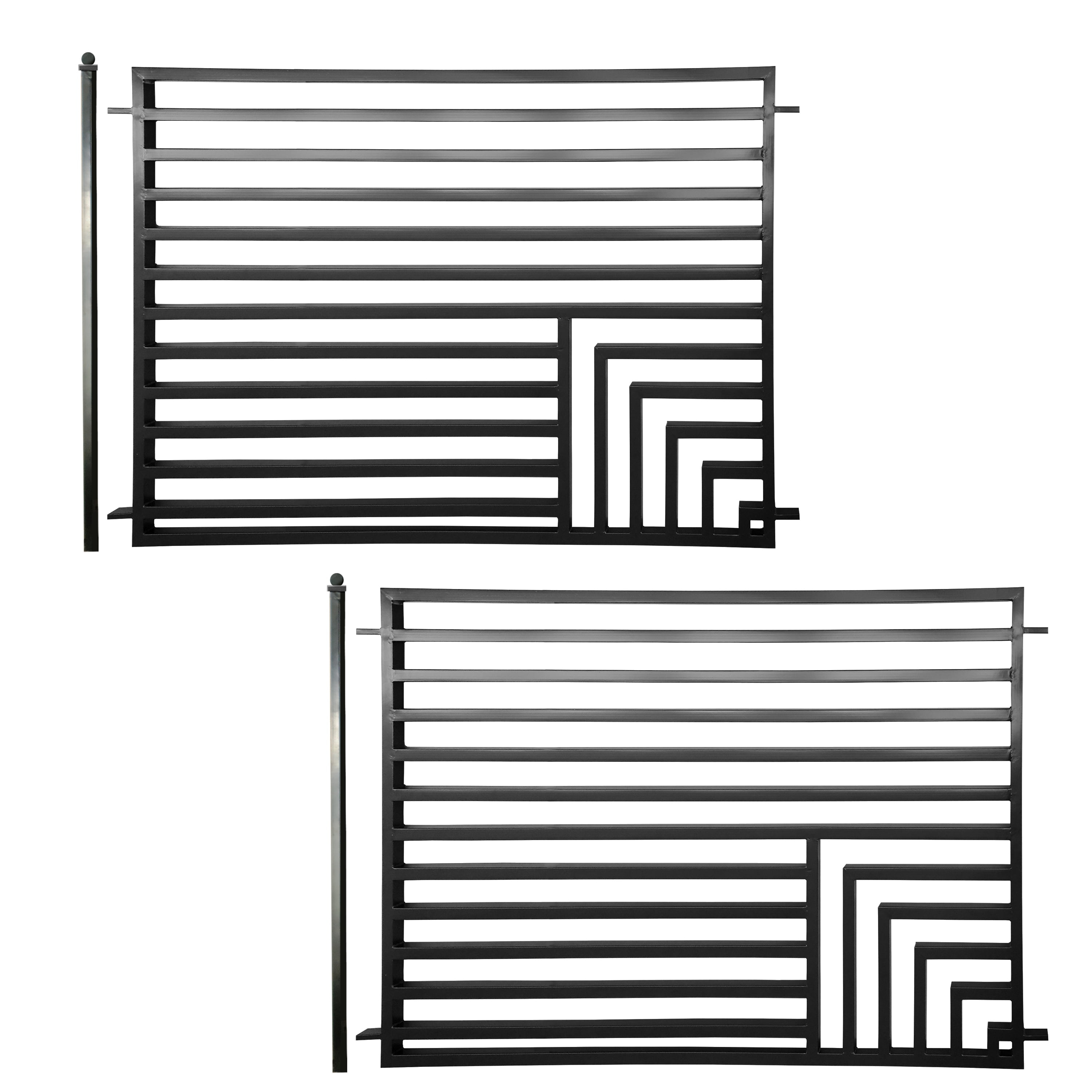 ALEKO Lot of 2 Garden Yard Modern Florence Style Steel Fence 8 x 5 ft Black