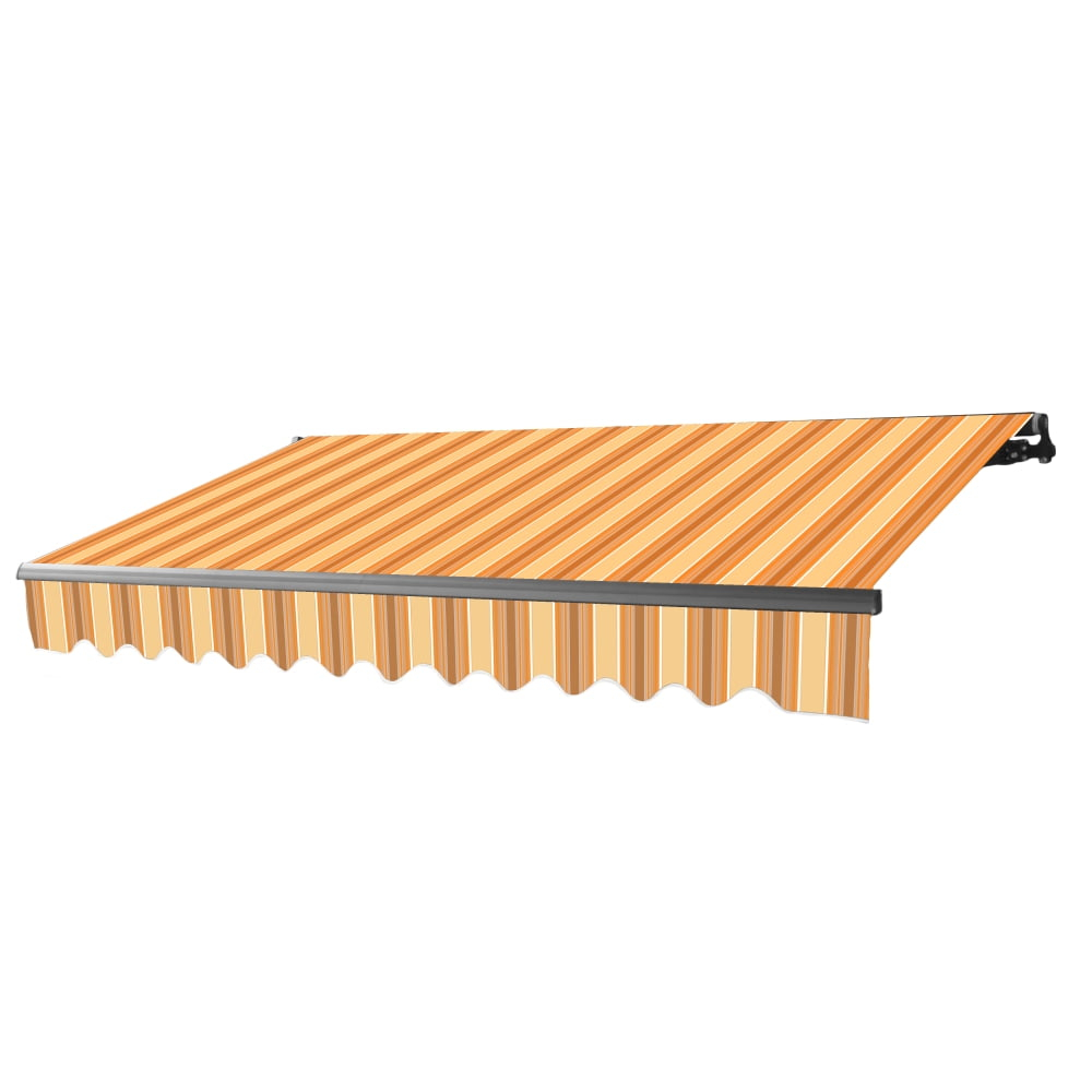 ALEKO Retractable Motorized Multi Striped Yellow 13 x 10 ft Patio Awning  Black Frame