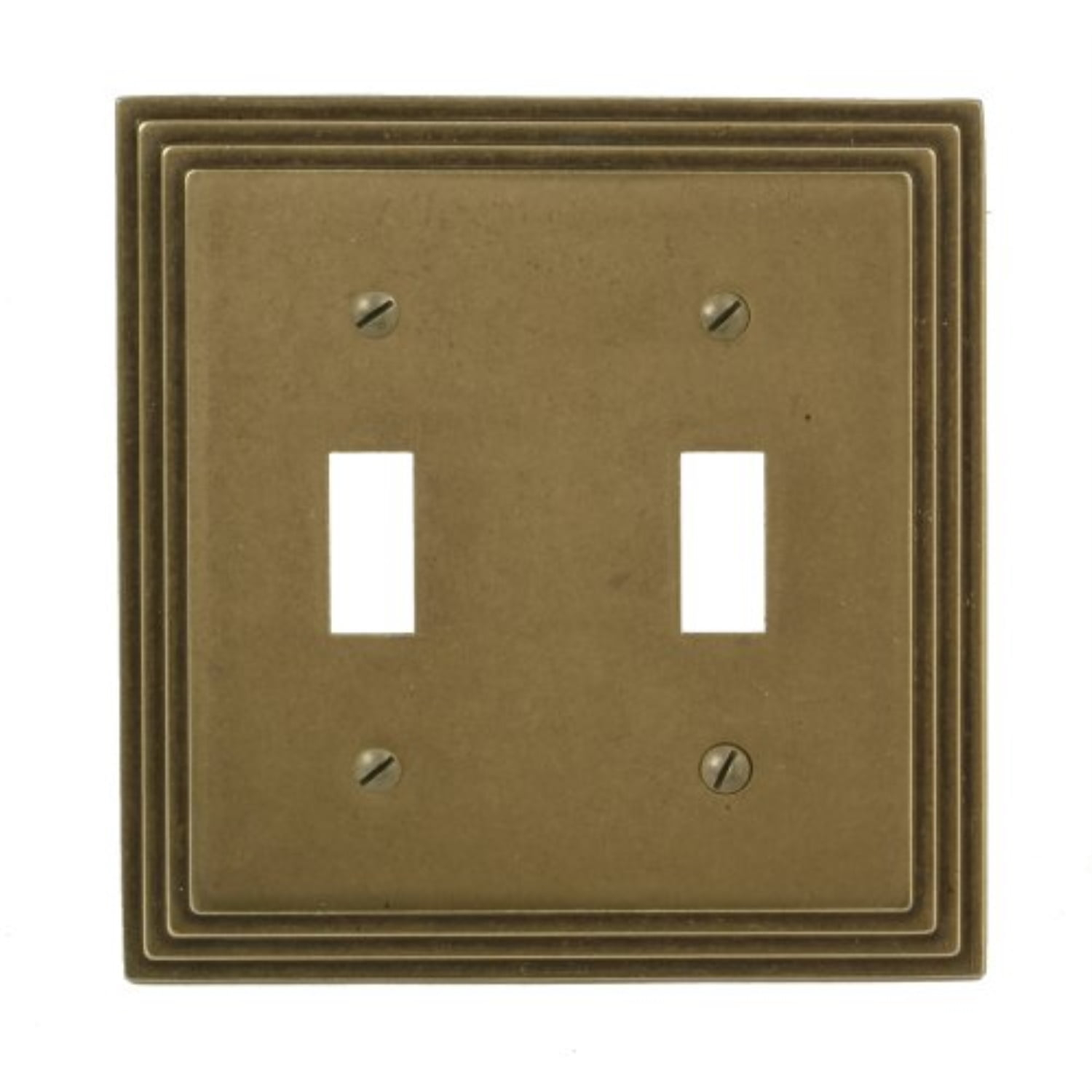 AMERELLE Tiered 2 Gang Toggle Metal Wall Plate - Rustic Brass