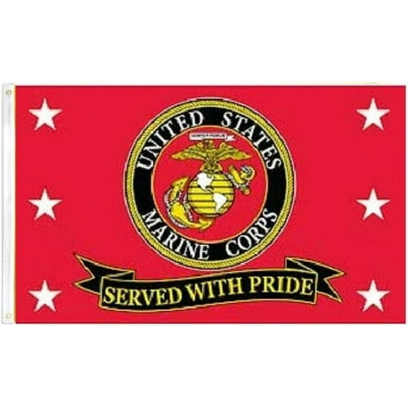 ANT Enterprises 3' x 5' Polyester US Marine Corps Served with Pride Full Sized Outdoor Flag
