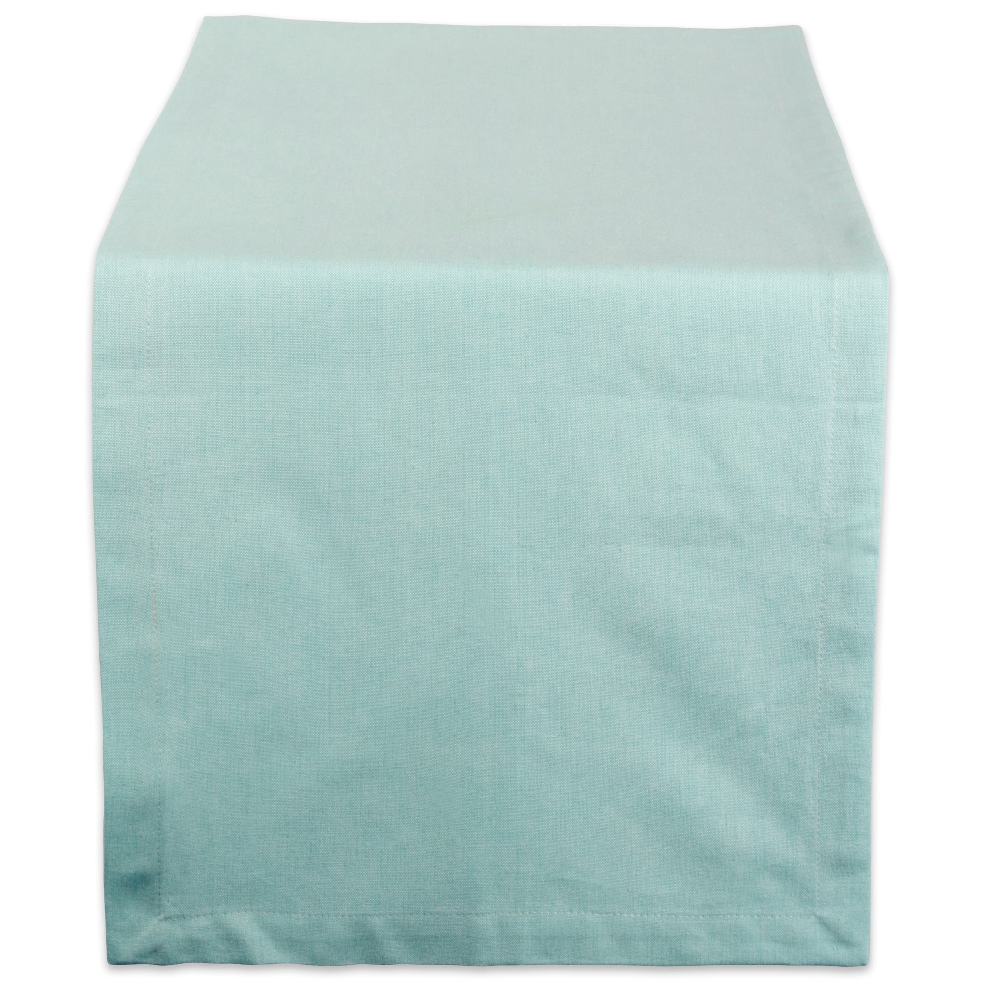 AQUA SOLID CHAMBRAY TABLE RUNNER 14x72