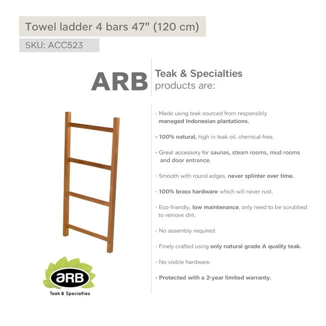 ARB TEAK & SPECIALTIES ACC523 Teak Towel Ladder 47' (120 cm) with 4 bars