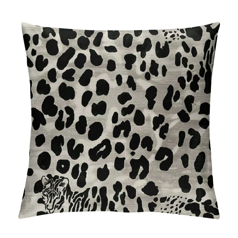 ARISTURING  Throw Pillow Case Black Cheetah Snow Leopard Jaguar White Black Spot Pillow Cushion Cover Square Pillowcase Decorative Pillow Cover Home Decor