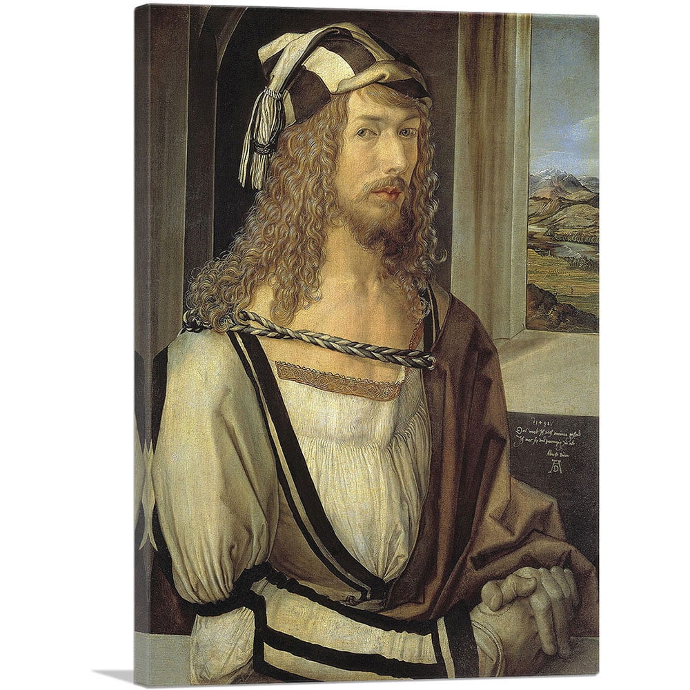ARTCANVAS Self-Portrait 1498 Canvas Art Print by Albrecht Durer - Size: 18" x 12" (0.75" Deep)