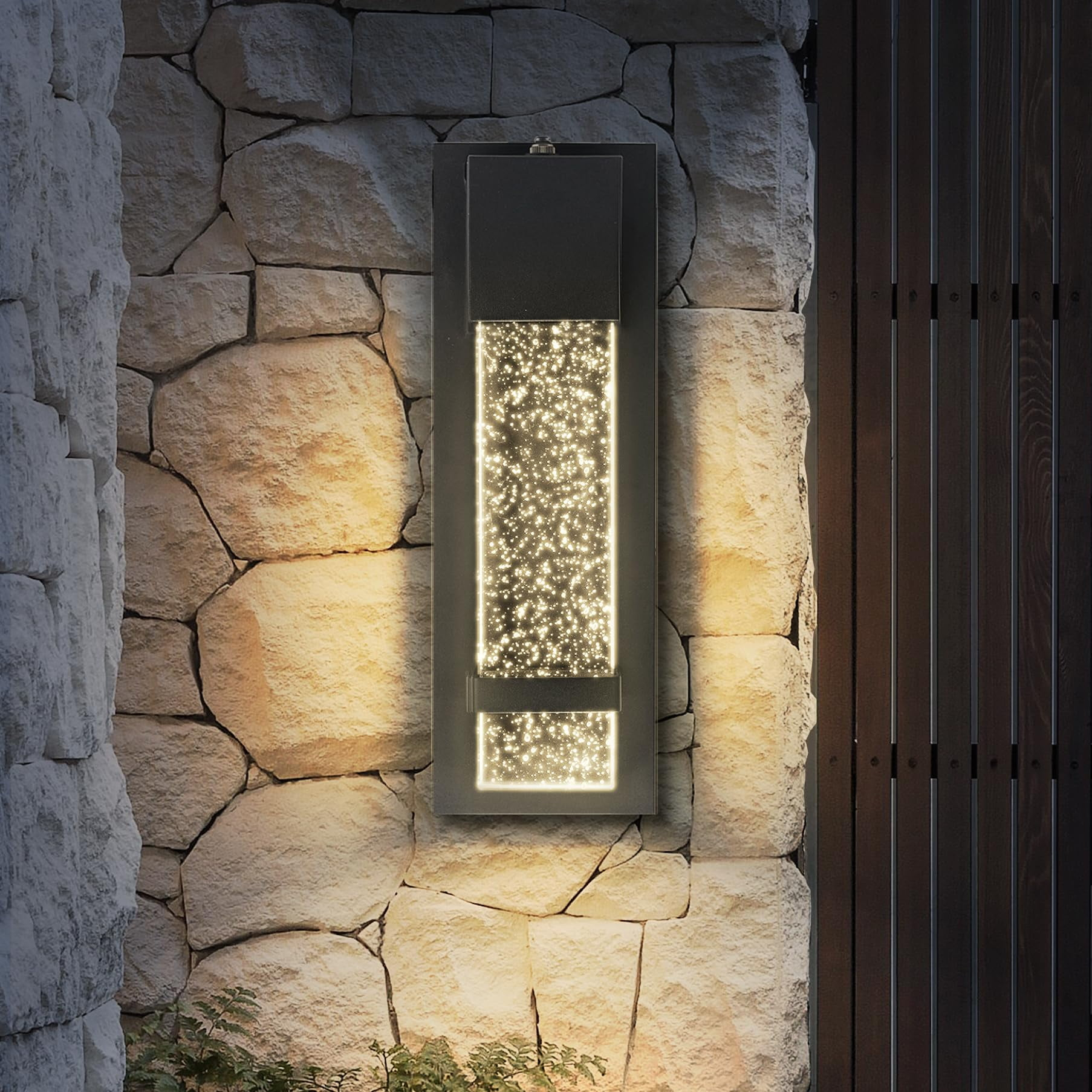 ASD LED 13 Inch Bubble Glass Wall Light Fixture | 12W 500LM 3000-5000K 120V | 3CCT, Waterproof, Photocell, ETL Listed | Exterior Dusk To Dawn Sconce, Outdoor-Indoor Lighting | Black