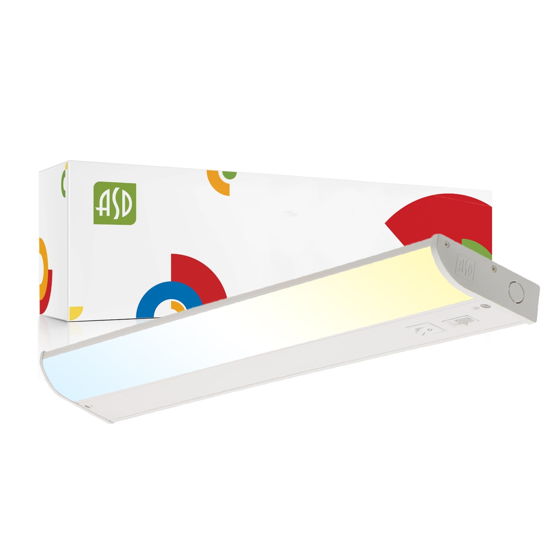 ASD LED Under Cabinet Lighting, 18 inch 8W 715 LM, Dimmable Hardwired Under Cabinet Lights for Kitchen, 3000K Soft/4000K Cool/5000K Daylight, Under Counter Light Fixtures, ETL Energy Star White Finish