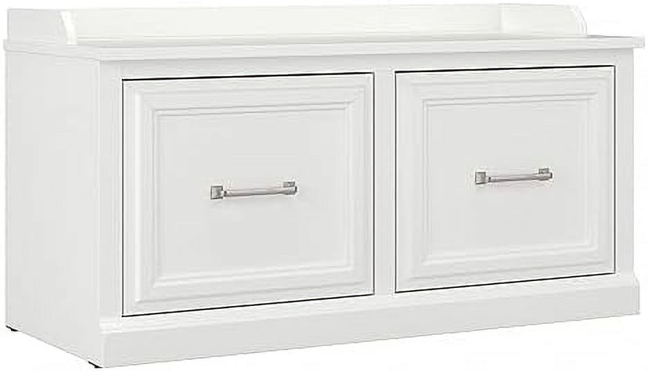 Woodland 40W Shoe Storage Bench with Doors in White Ash - Engineered Wood