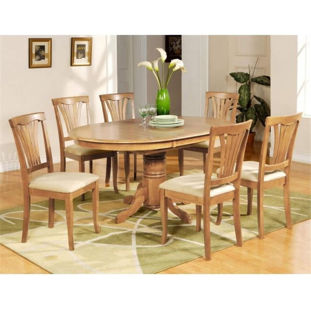 East West Furniture Avon 5-piece Wood Dining Table and Chair Set in Oak