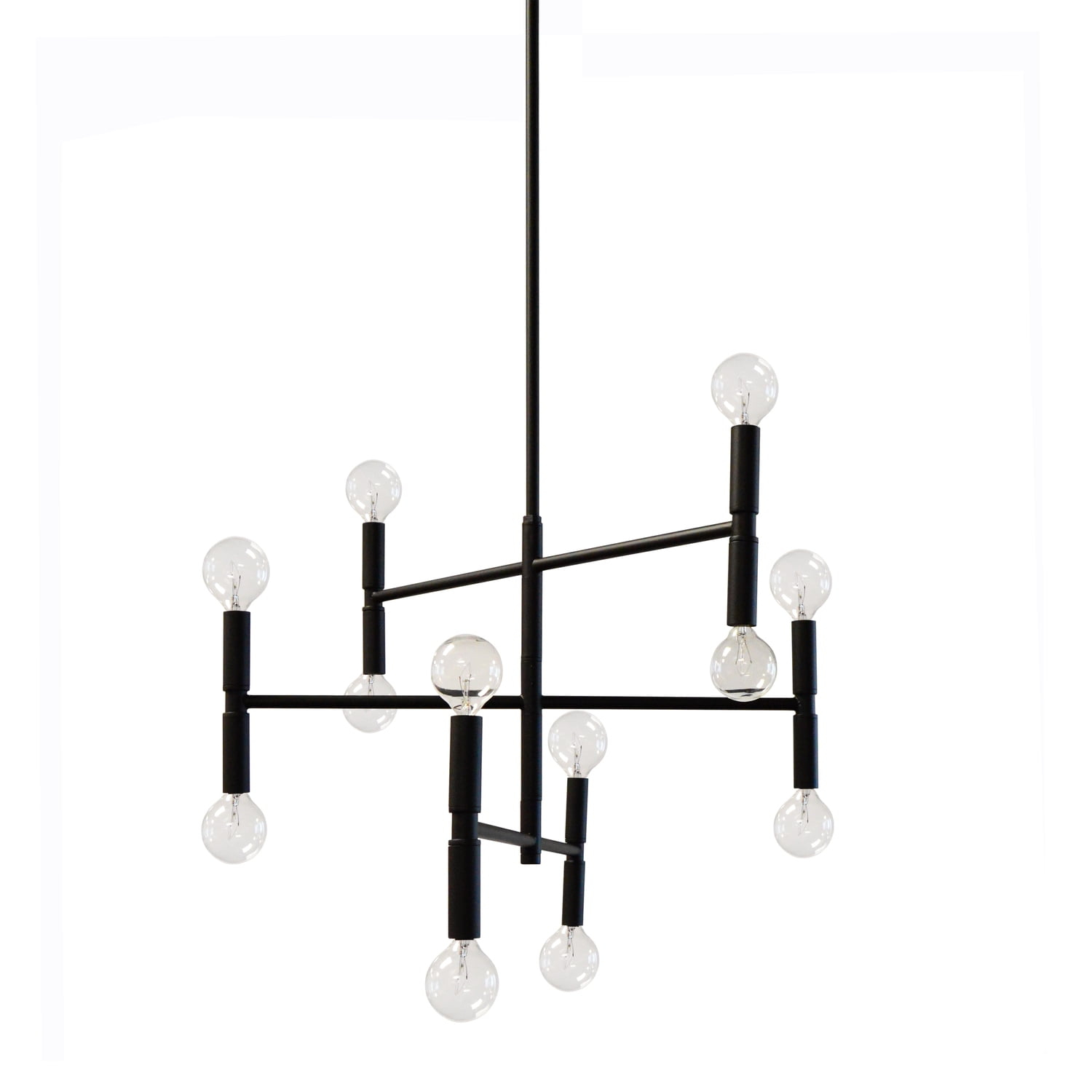 AVA-2012C-MB-Dainolite-Ava - Twelve Light 3-Tier Chandelier-Matte Black Finish