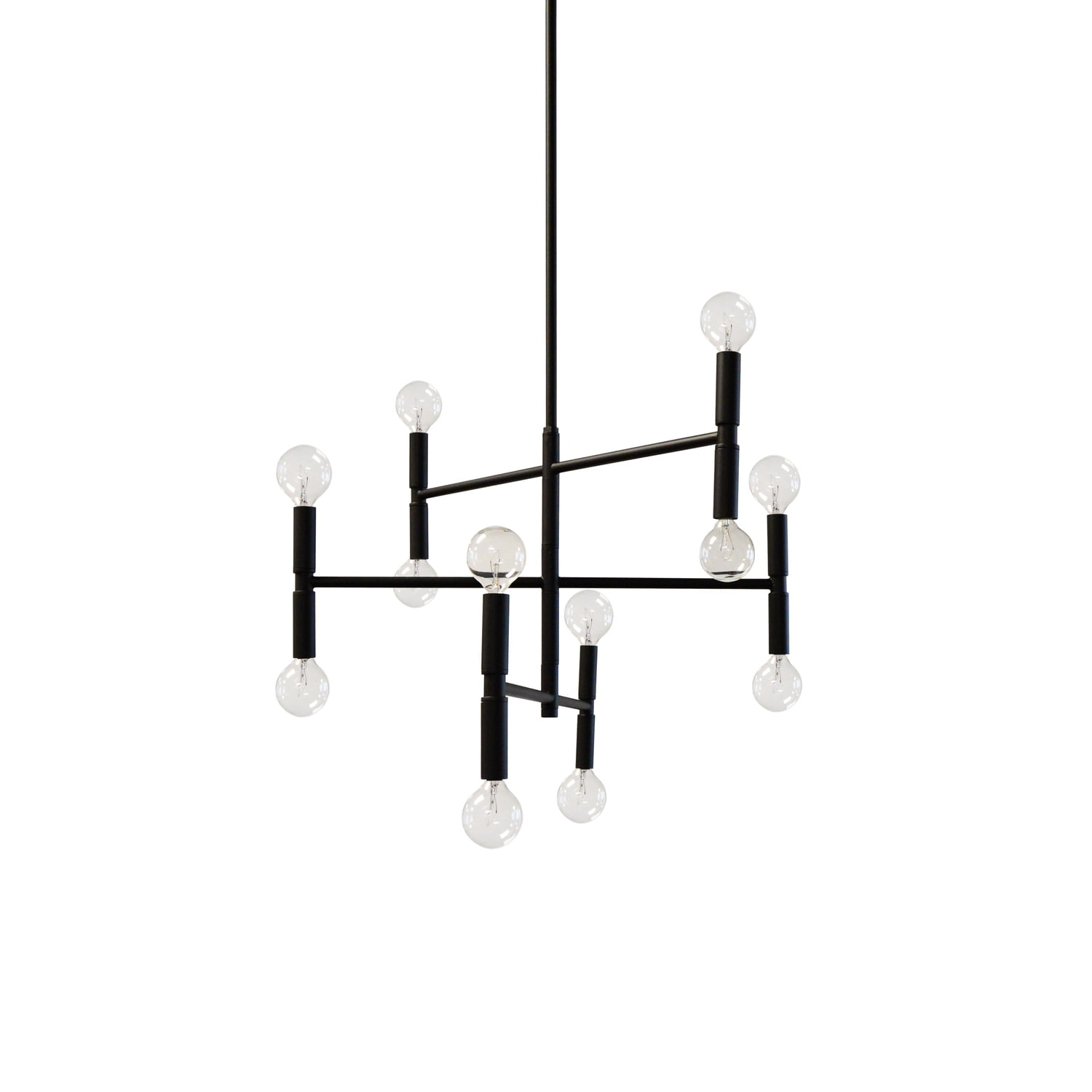 AVA-2012C-MB-Dainolite-Ava - Twelve Light 3-Tier Chandelier-Matte Black Finish