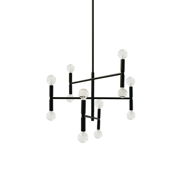 AVA-2012C-MB-Dainolite-Ava - Twelve Light 3-Tier Chandelier-Matte Black Finish