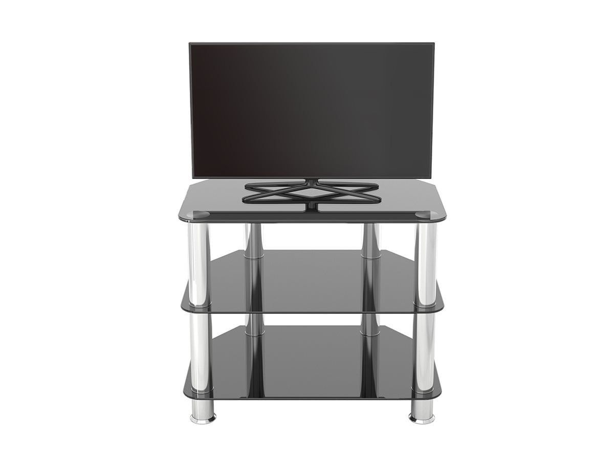 AVF Classic SDC600-A - Stand - corner - for TV / AV System - stainless steel, tempered glass - black glass, chrome effect - screen size: 12"-32" - floor-standing