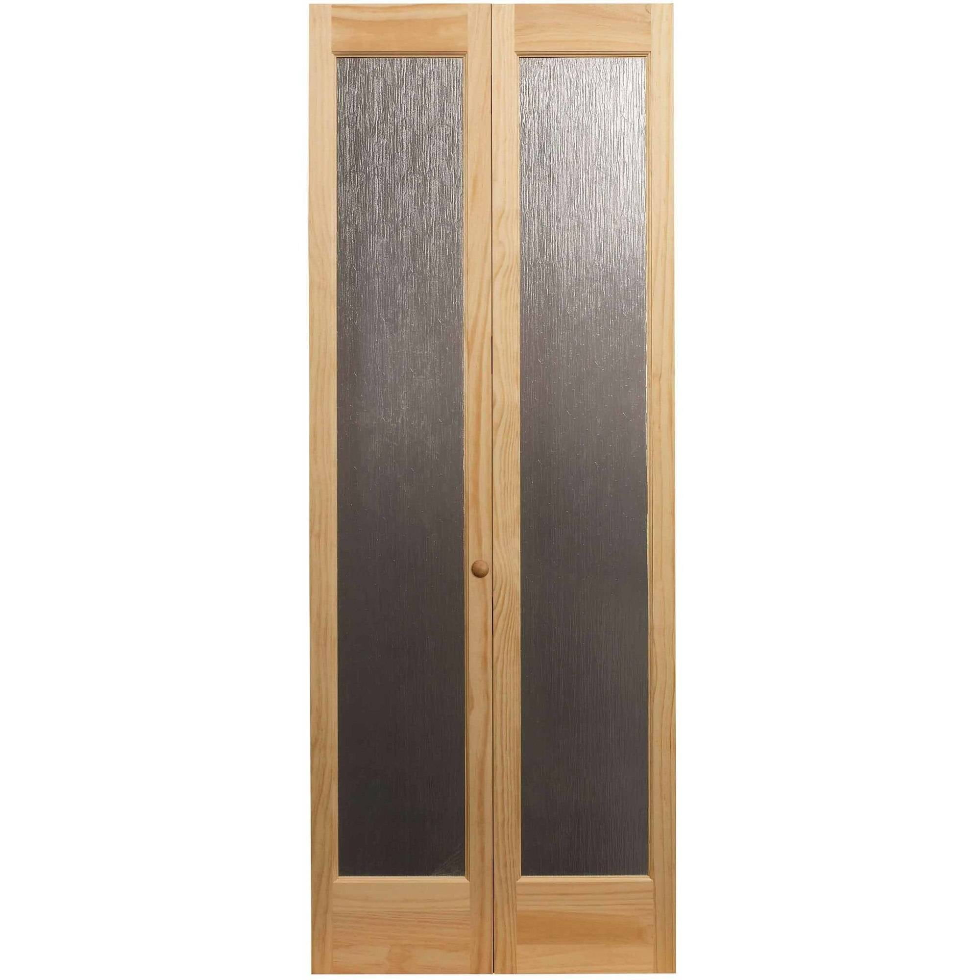 LTL Home Products Pinecroft Rain Full Glass Wood Unfinished Bi-Fold Door
