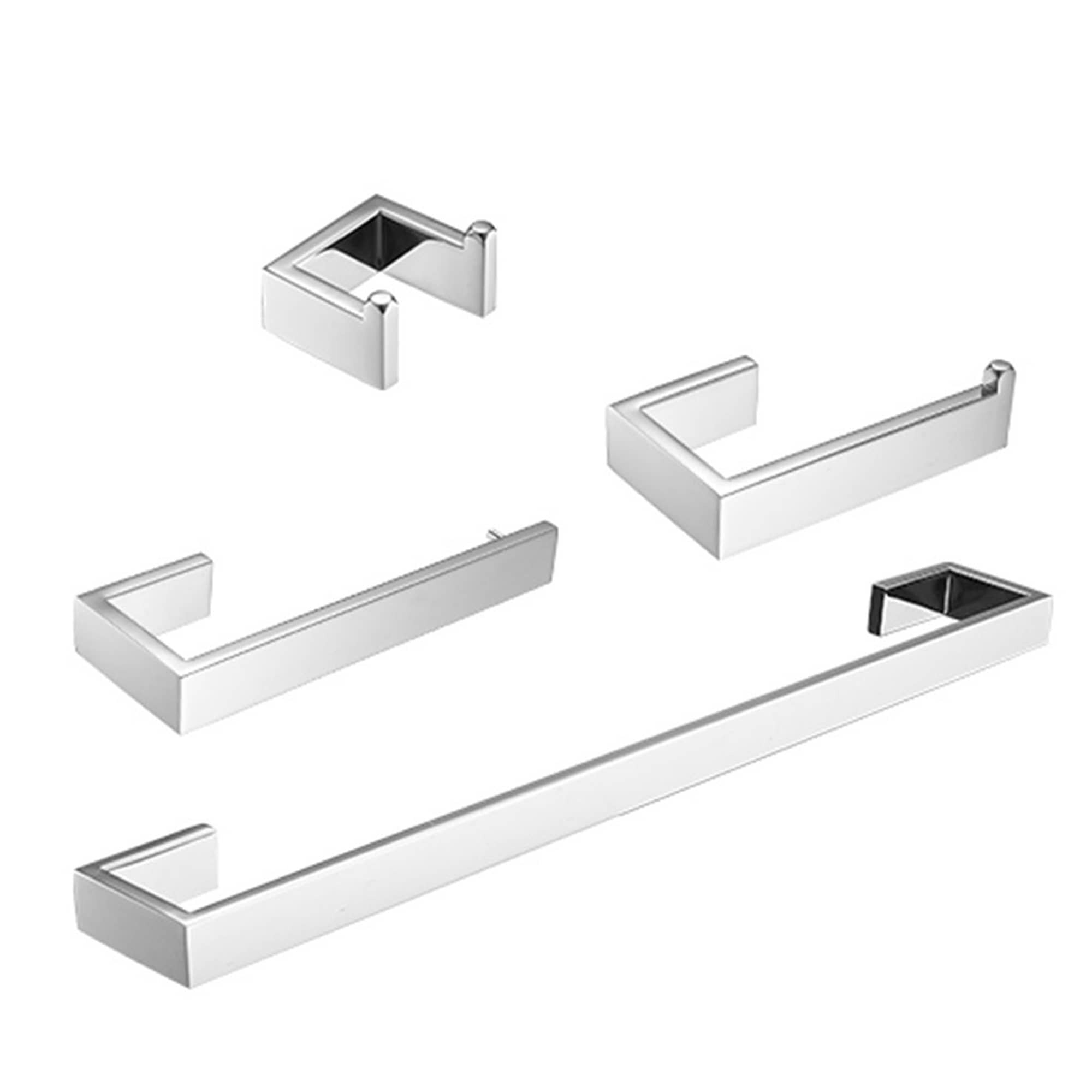 AWZTOO 4 Piece Bathroom Hardware Set Wall Mount Bathroom Accessories Bathroom Towel Holder Bar Set Stainless Steel Bath Fixtures Polished Chrome