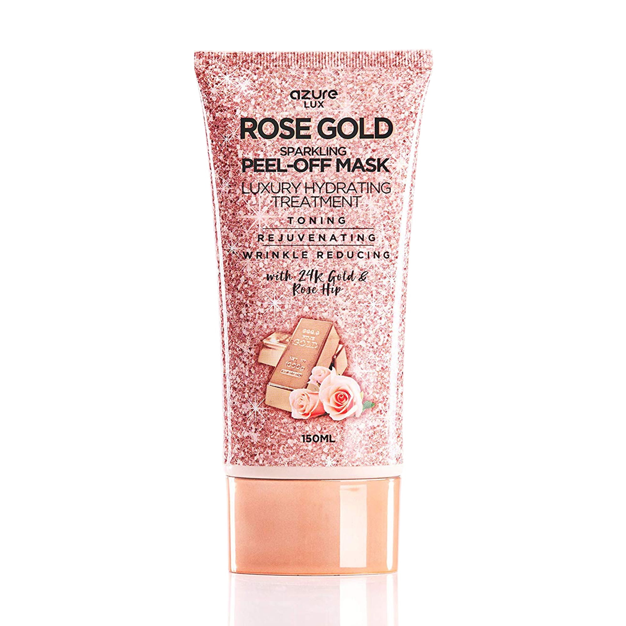 AZURE Rose Gold Luxury Hydrating Peel Off Face Mask – Deeply Exfoliates Blackheads, Dirt & Oils | Anti Aging, Toning & Rejuvenating | Reduces Wrinkles, Fine Lines & Acne Scars | Made in Korea -5 fl oz
