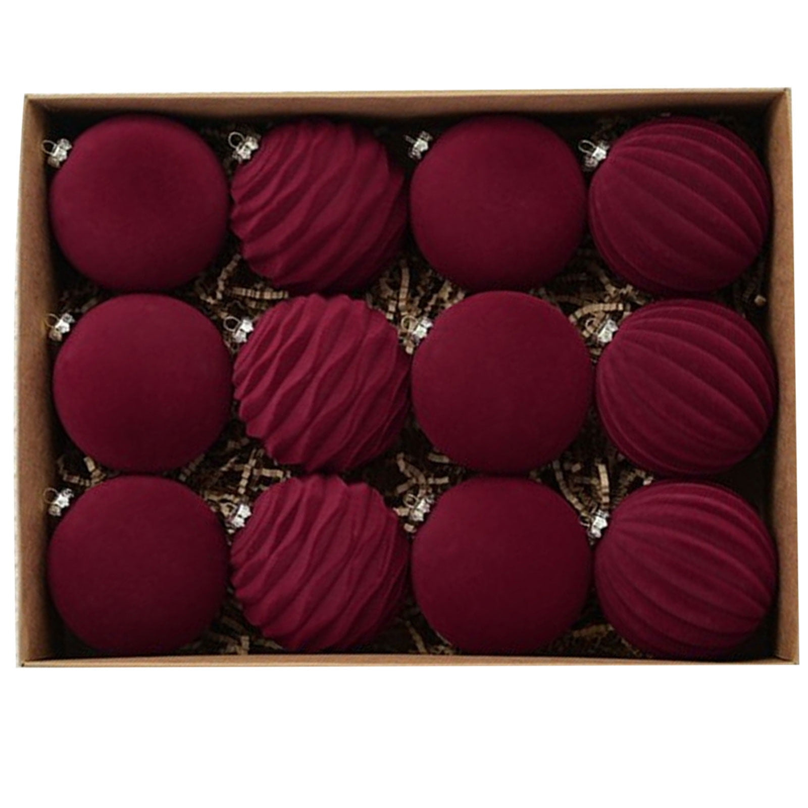 Zpanxa Christmas Decorations Clearance 3.15'' Flocking Ball Christmas Ball Dark Velvet Christmas Ball Christmas Tree Decoration 12PC Red