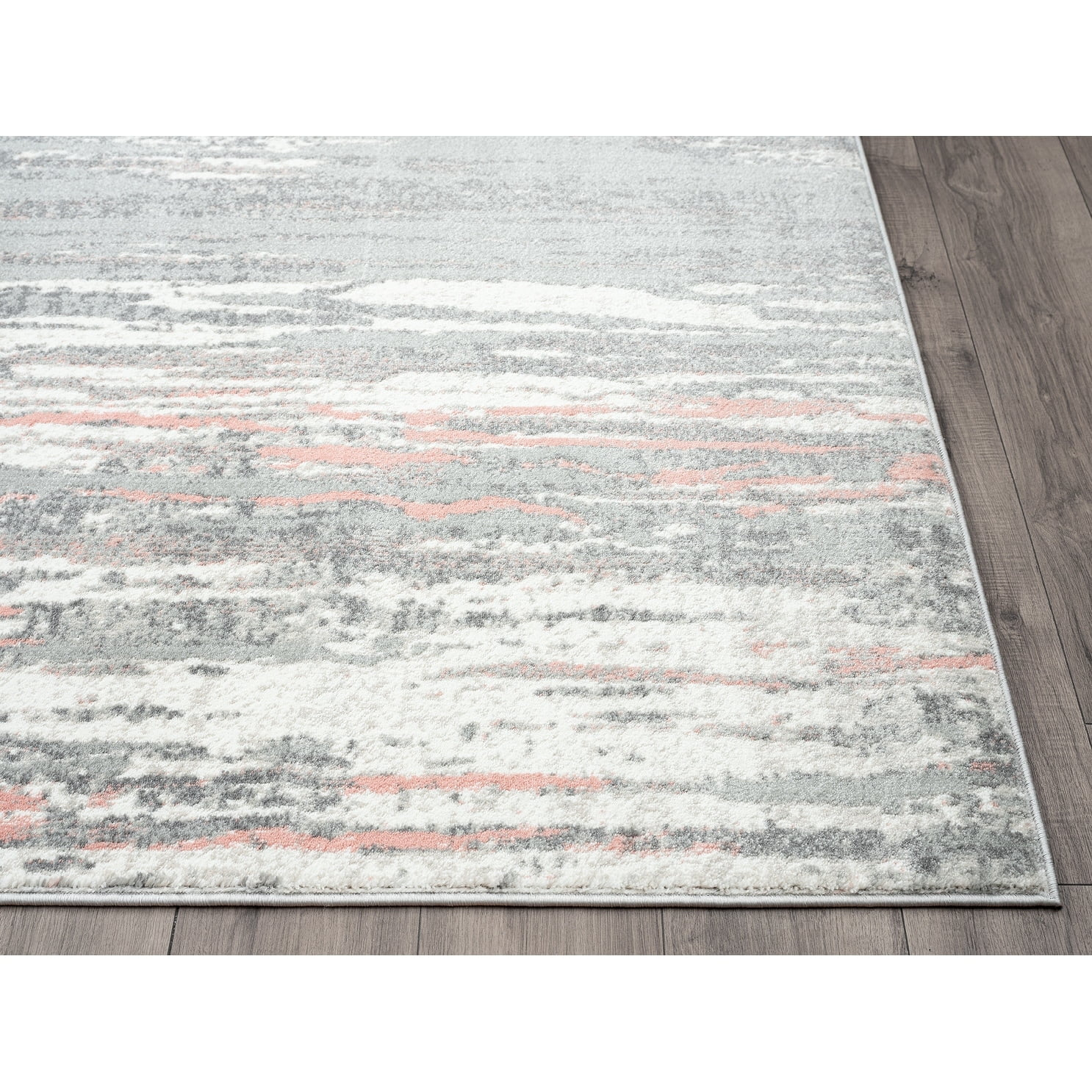 Abani Laguna Grey Pink Drip Lines 4' x 6' 4' x 6'