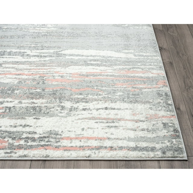 Abani Laguna Grey Pink Drip Lines 4' x 6' 4' x 6'