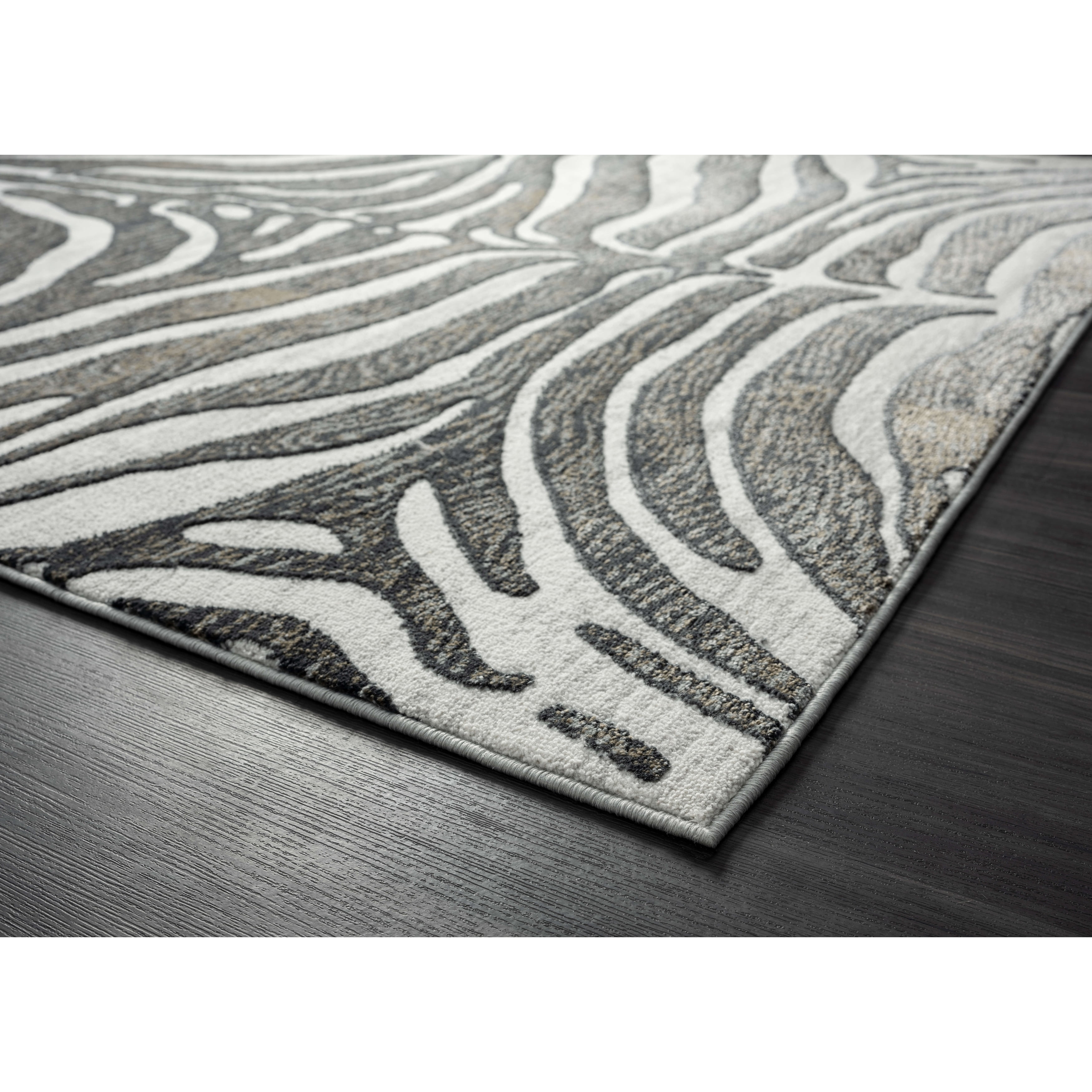 Abani Nova NOV170B Grey Brown Zebra Print Area Rug 6' x 9' - Grey
