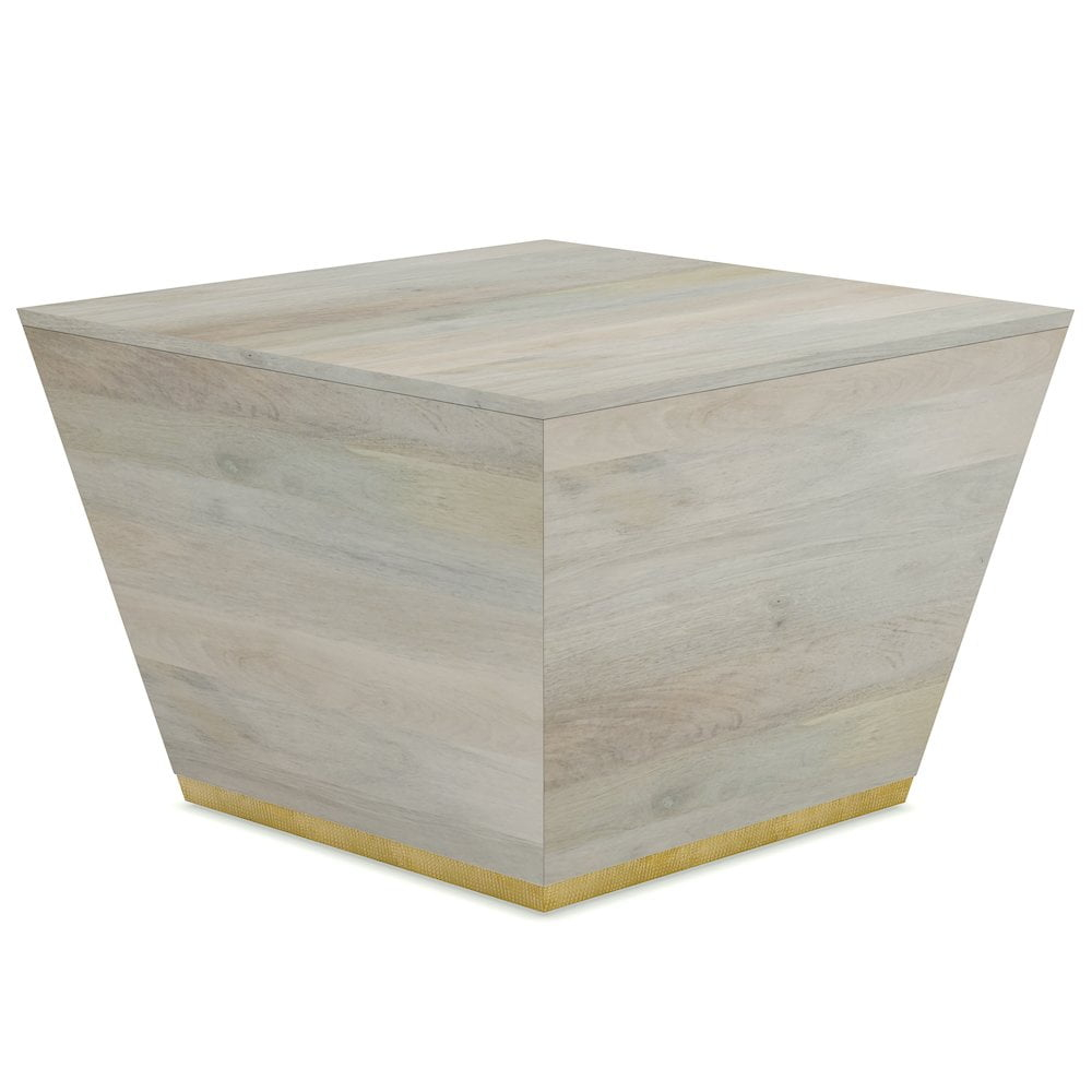 Simpli Home Abba SOLID MANGO WOOD 28 inch Wide Square Modern Coffee Table in White Wash , Fully Assembled