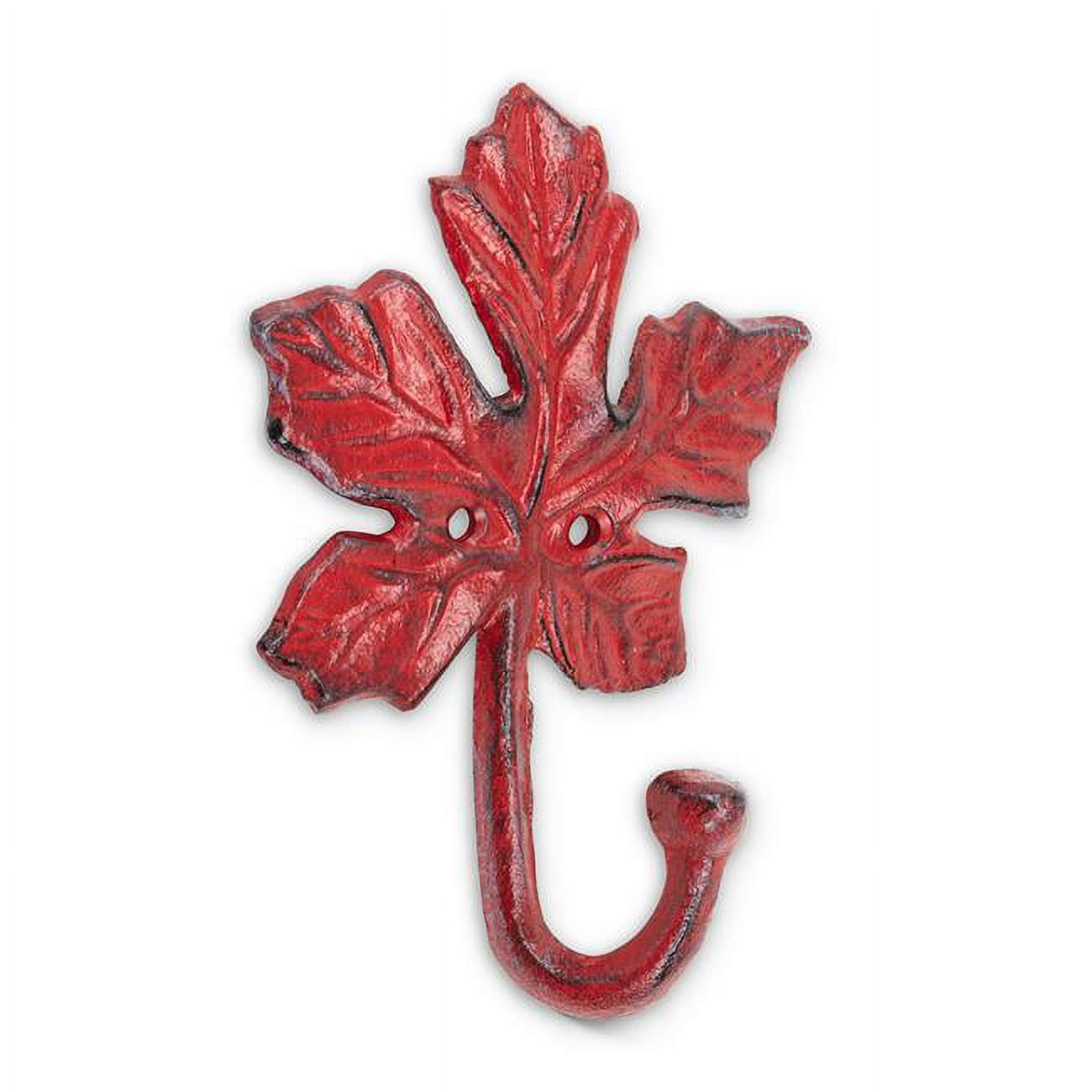 Abbott Collection AB-27-IRONAGE-352 6 in. Maple Leaf Wall Hook, Antique Red