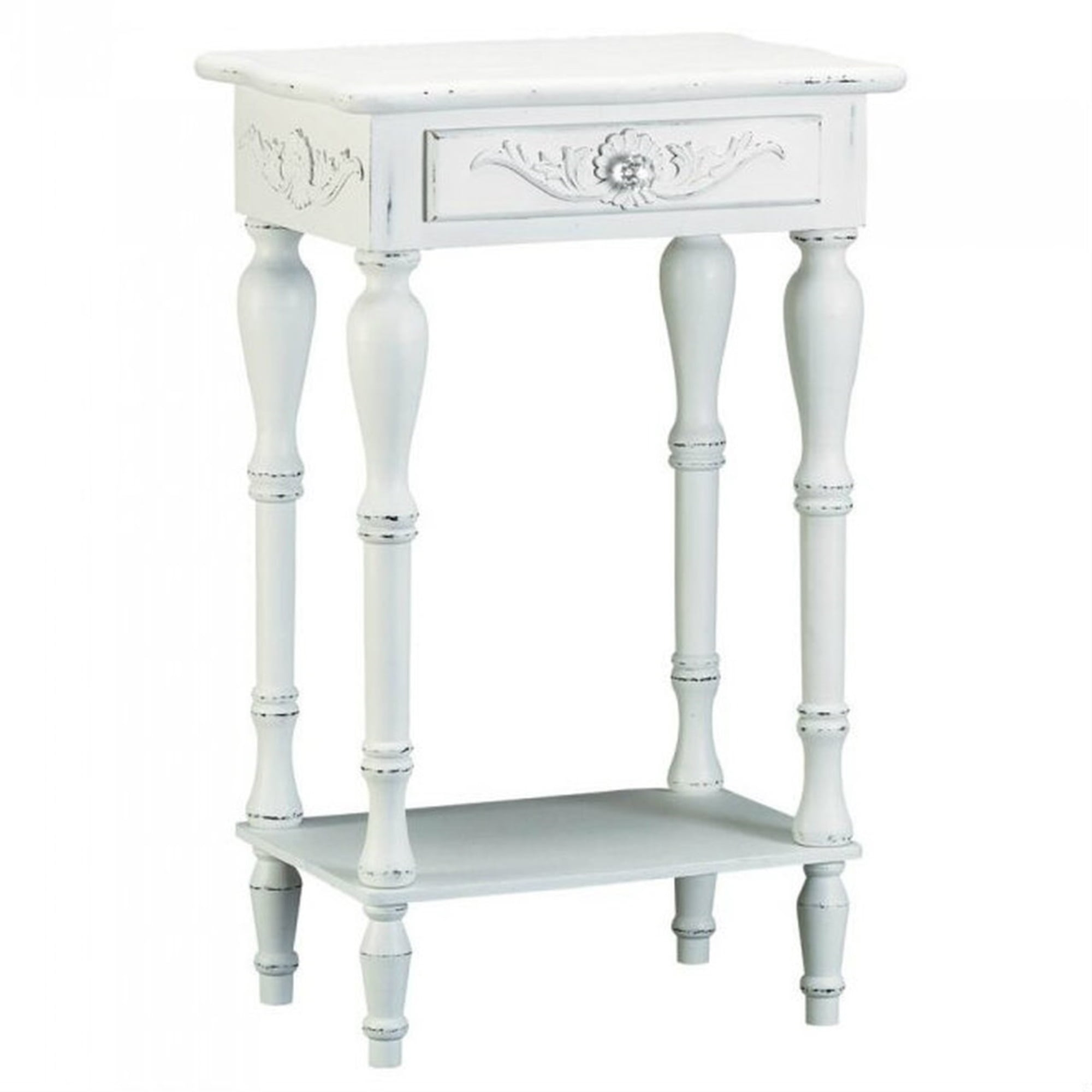 CintBllTer 34353 Carved White Side Table, Multicolor