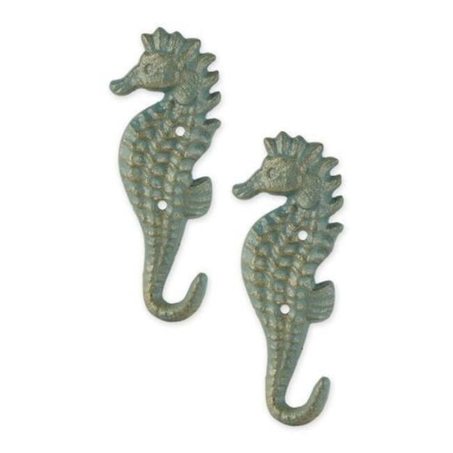 Accent Plus Home Decorative Cast Iron Seahorse Wall Hooks - Set of 2