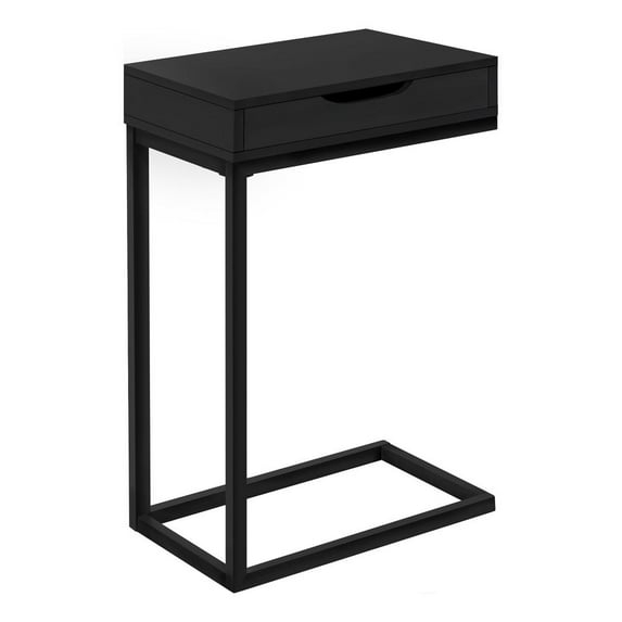 Monarch Specialties ACCENT TABLE - BLACK / BLACK METAL WITH A DRAWER