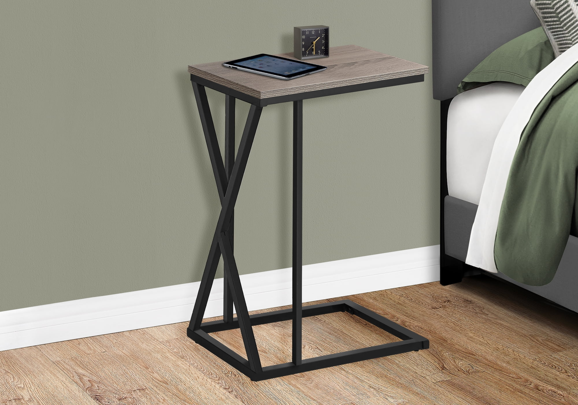Monarch Specialties ACCENT TABLE - 25"H / DARK TAUPE / BLACK METAL