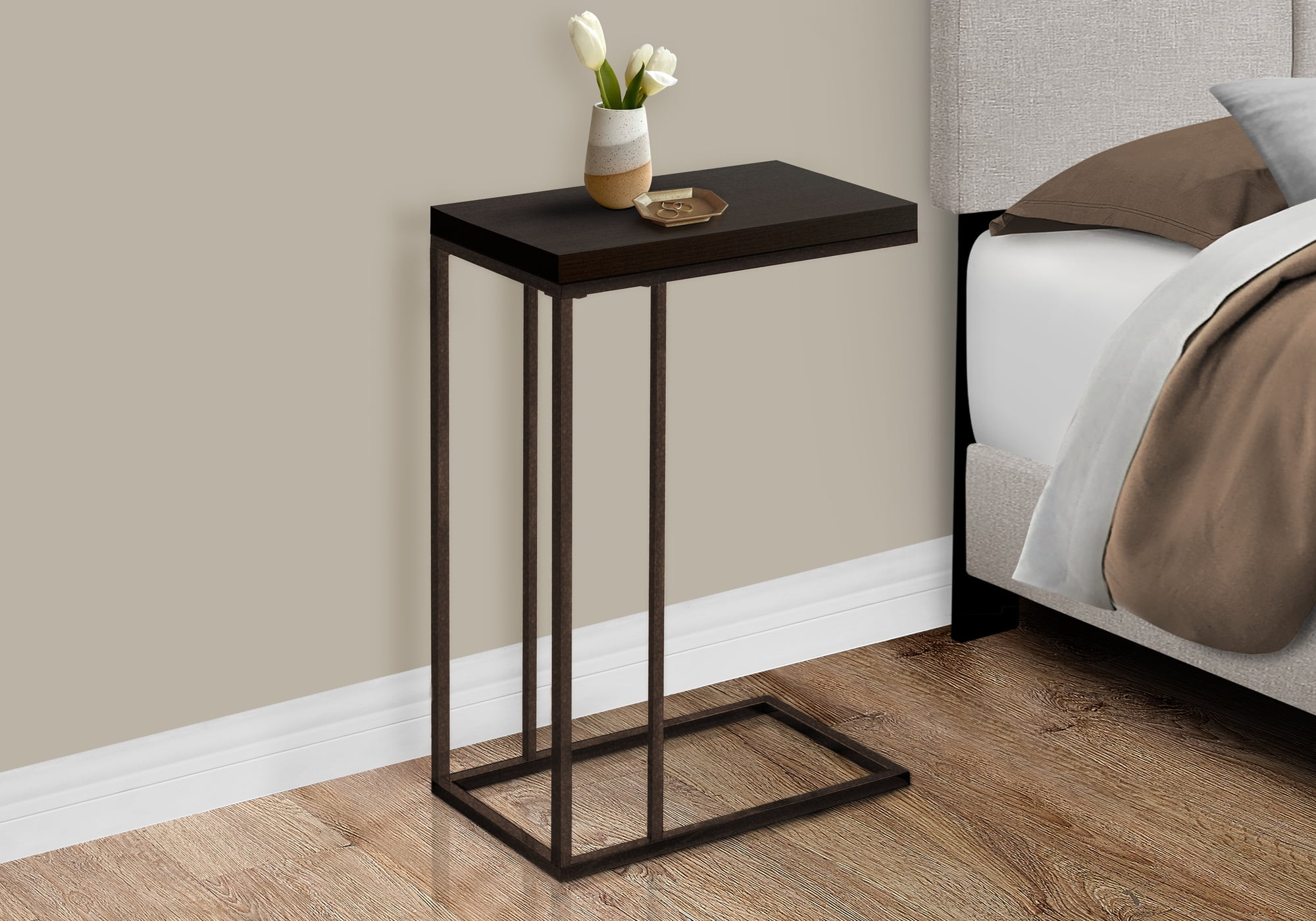 Accent Table - Cappuccino - Bronze Metal