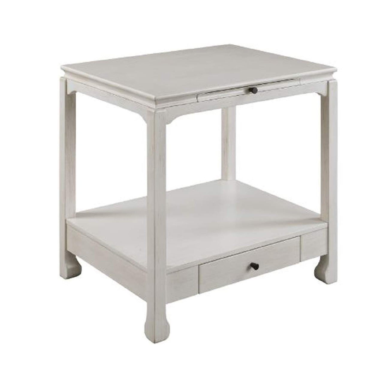 28 x 28 x 23 in. Accent Table with Pull Out Tray & 1 Drawer, White