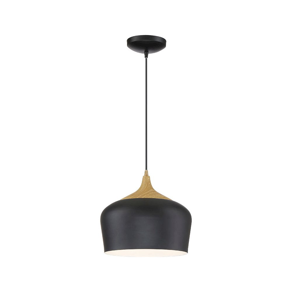 Access Lighting LED Pendant in Black with Wood Grain Color