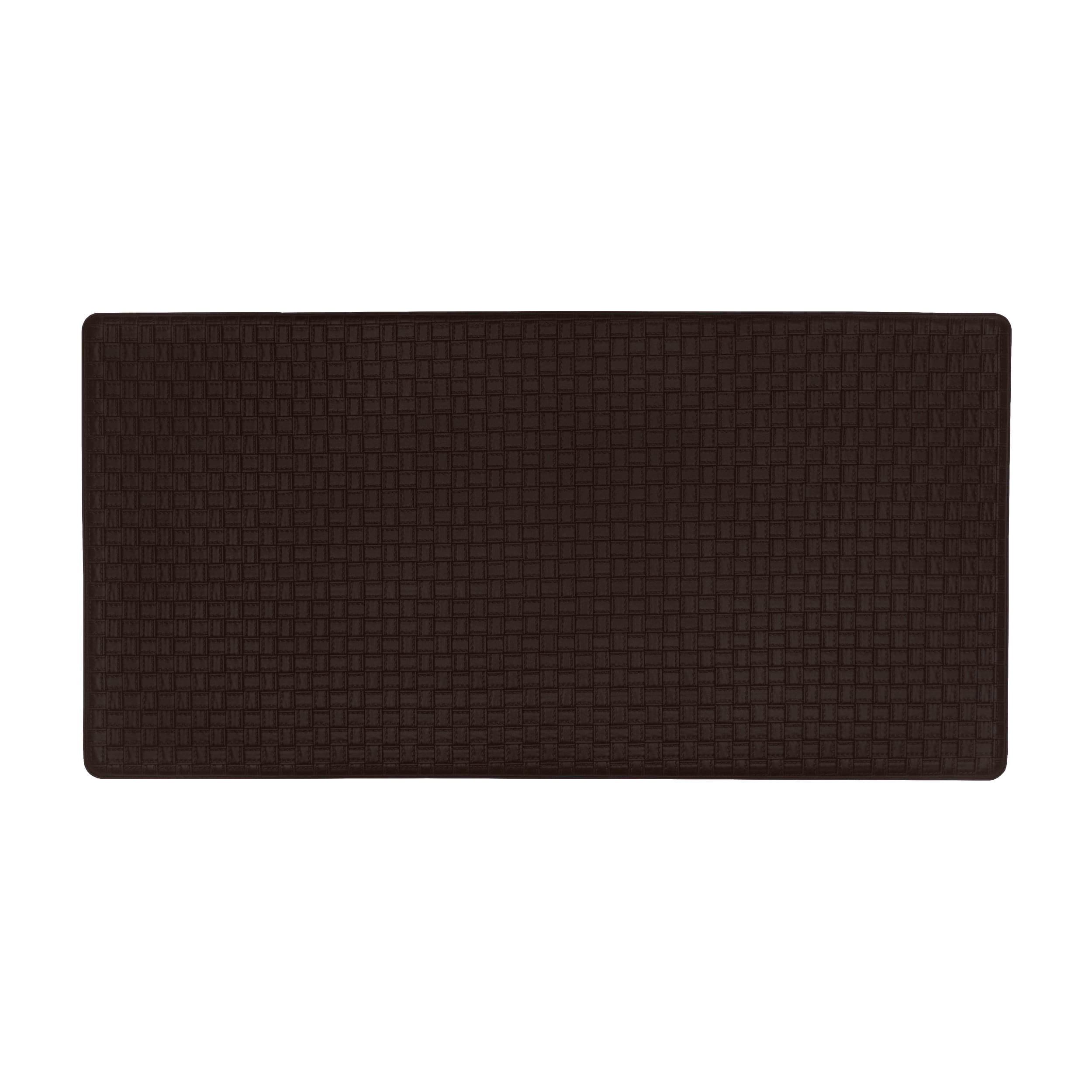 Achim Anti-Fatigue Mat, Woven Embossed Faux Leather Kitchen Solid Rectangle, Black, 20" x 39"