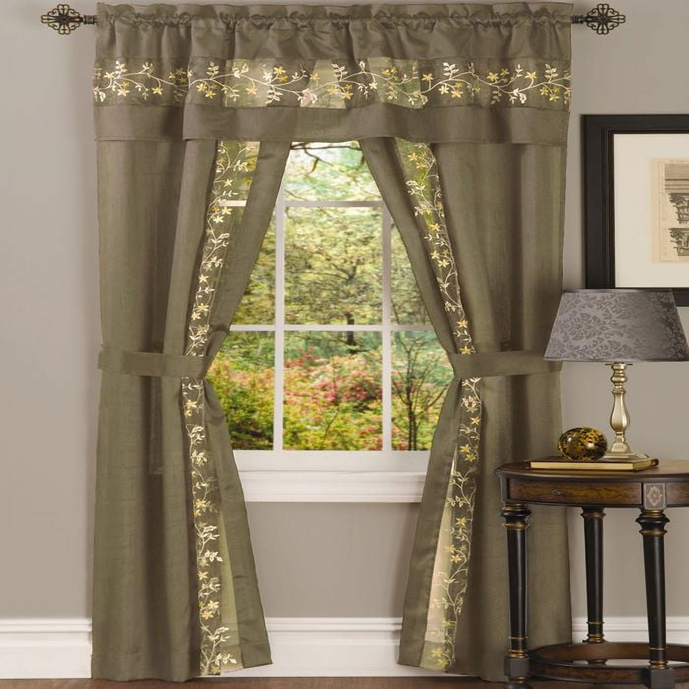 Achim Fairfield Five Piece Window Curtain Set, Rod Pocket, Polyester