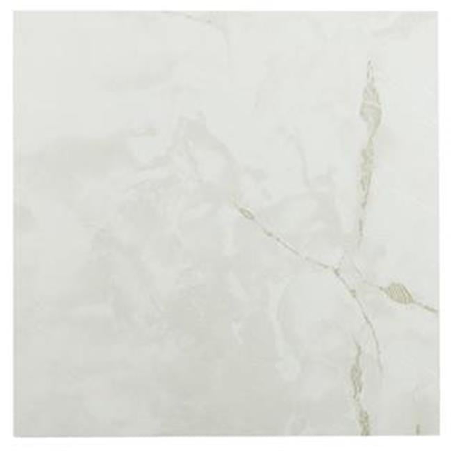 Powerplay 12" x 12" Gray White Vinyl Floor Tiles, for Kitchen Dining Room 20 Piece