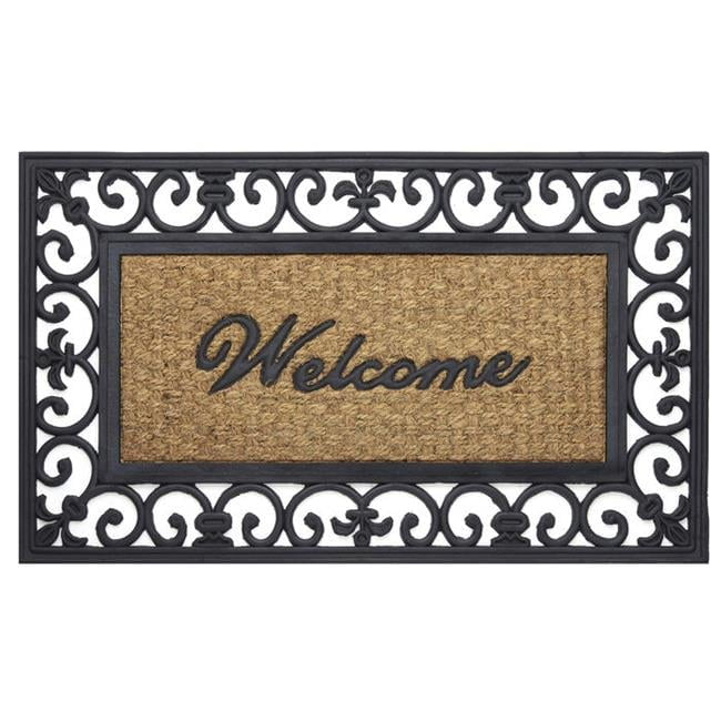 Achim Wrought Iron Rubber Doormat Fleur De Lis, 18" x 30"