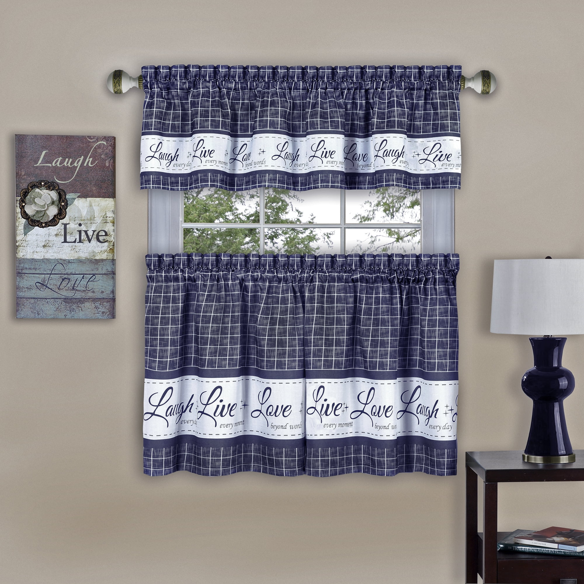 Achim Live, Love, Laugh Window Curtain Tier Pair and Valance Set