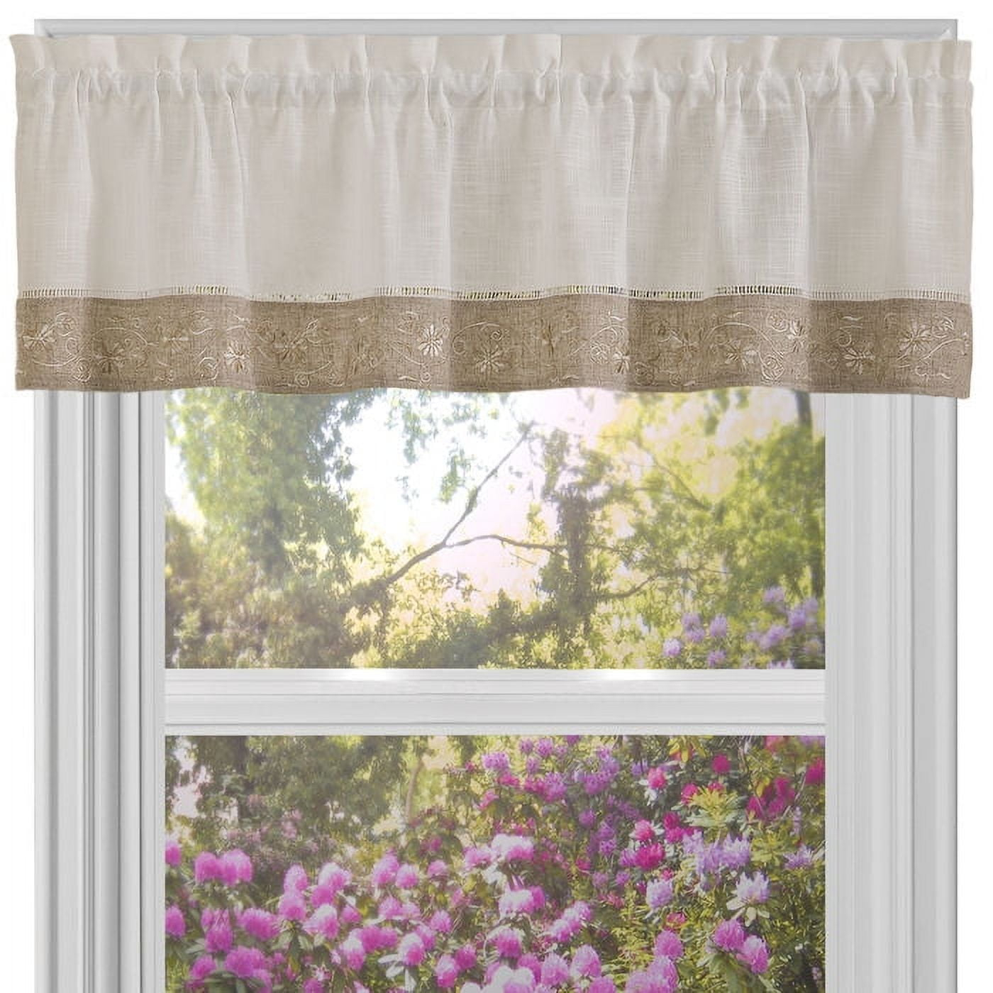 Achim Oakwood Polyester Light Filtering Curtain Valance, Natural, 58" x 14"