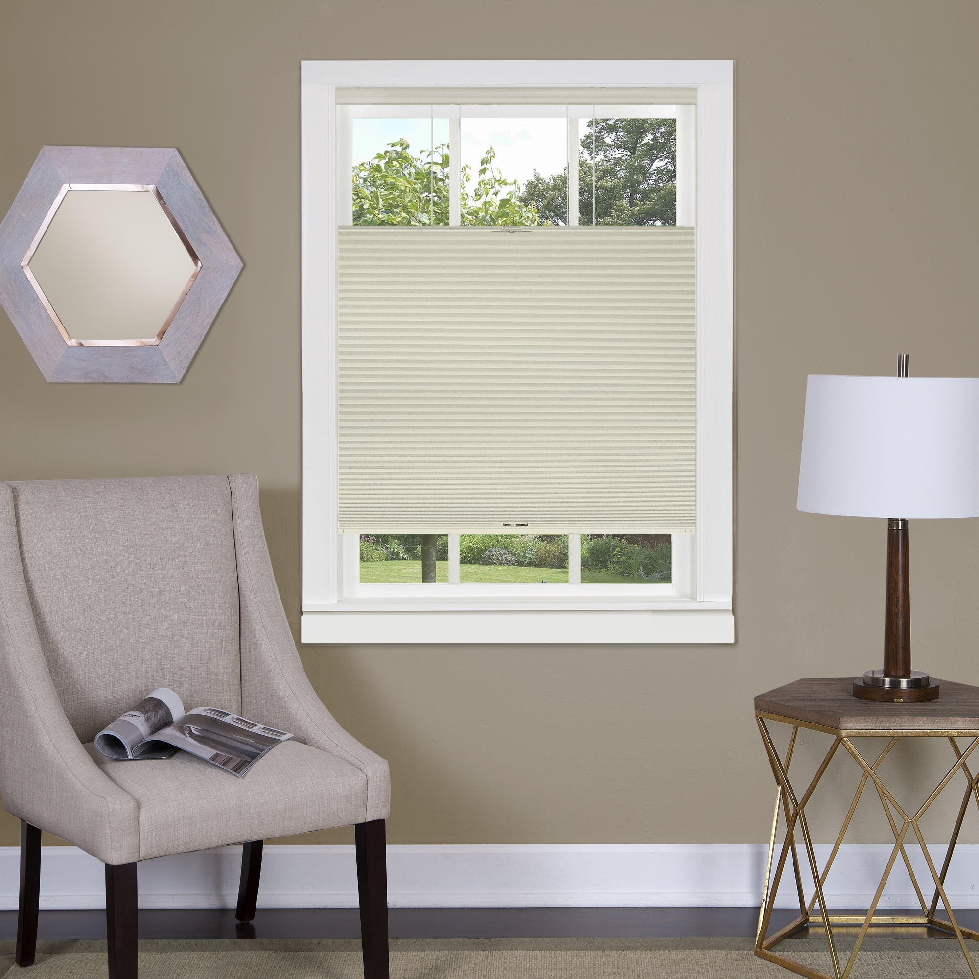 Achim Top Down Bottom Up Cordless Polyester Light Filtering Cellular Shade, Alabaster, 64" x 29"