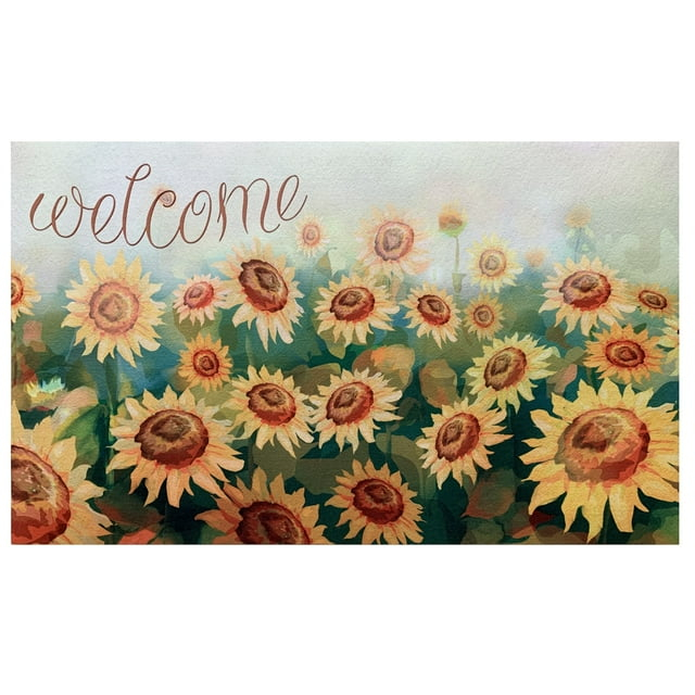 Achim Welcome Rubber Outdoor Doormat, Sunflower Field, 18" x 30"