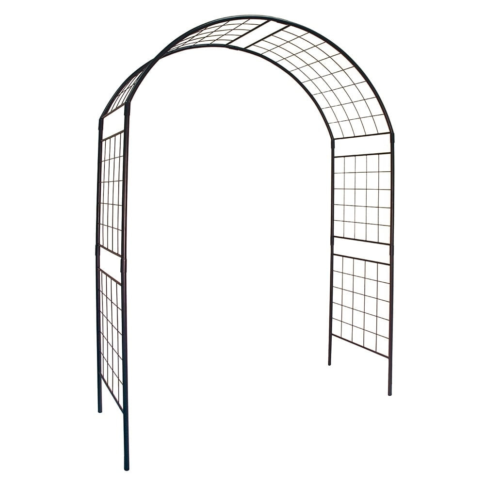 Achla Designs Elegant Handcrafted Monet II Wrought Iron Garden Arbor, 114.5 Inch Tall, Graphite Powder Coated Finish