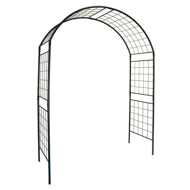 Achla Designs Elegant Handcrafted Monet II Wrought Iron Garden Arbor, 114.5 Inch Tall, Graphite Powder Coated Finish